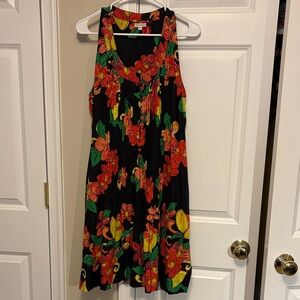 Black Floral Sundress with Red & Green Flowers